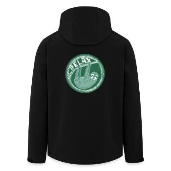 Relax - Green sloth - Men’s Recycled Softshell Jacket by Stanley/Stella - black - Back - AI Model Male 185 light (185cm)