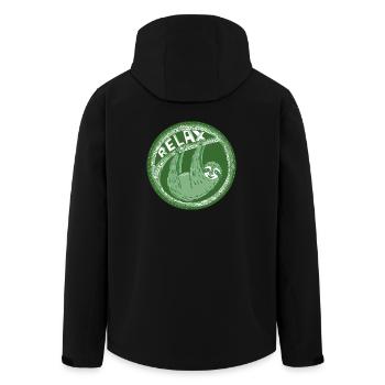 RELAX - pale green sloth - Men’s Recycled Softshell Jacket by Stanley/Stella - black - Back - AI Model Male 185 light (185cm)