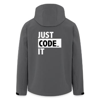 just code it - Men’s Recycled Softshell Jacket by Stanley/Stella - anthracite - Back - AI Model Male 185 light (185cm)