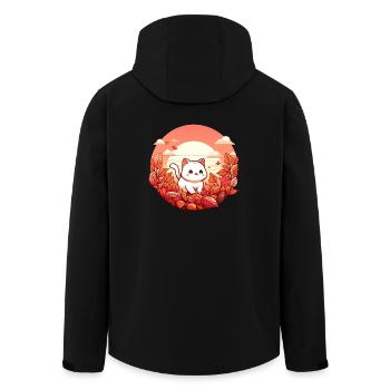 herbst katze laub bunte blätter sonnenuntergang - Recycelte Männer Softshell-Jacke von Stanley/Stella - Schwarz - Hinten - AI Model Male 185 light (185cm)