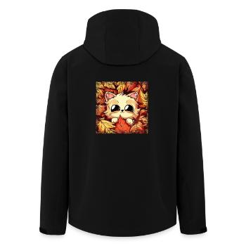 Katze im Herbst: Grunge-Rahmen mit Laub - Recycelte Männer Softshell-Jacke von Stanley/Stella - Schwarz - Hinten - AI Model Male 185 light (185cm)