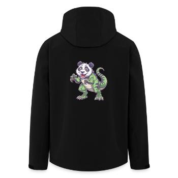 Dino Dinosaur T-Rex Panda Mythical Creature Whimsical - Men’s Recycled Softshell Jacket by Stanley/Stella - black - Back - AI Model Male 185 light (185cm)