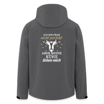 Landwirt Shirt · Landwirtschaft · Kühe lieben - Recycelte Männer Softshell-Jacke von Stanley/Stella - Schwarz - Hinten - AI Model Male 185 light (185cm)