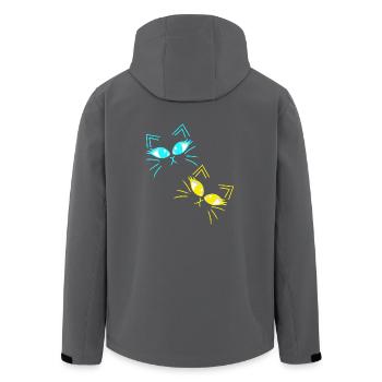 Cat Cats Kitten Cat Face 80s 90s - Men’s Recycled Softshell Jacket by Stanley/Stella - black - Back - AI Model Male 185 light (185cm)