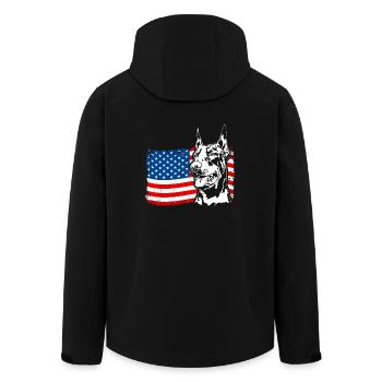 Doberman America Flag Dogs Dobie Wilsigns - Men’s Recycled Softshell Jacket by Stanley/Stella - black - Back - AI Model Male 185 light (185cm)
