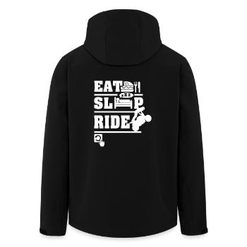 Biker Shirt - Eessen Schlafen Motorrad - Recycelte Männer Softshell-Jacke von Stanley/Stella - Schwarz - Hinten - AI Model Male 185 light (185cm)
