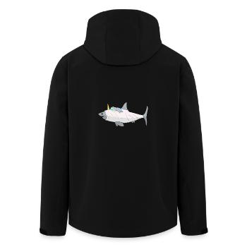 Hai Horn in einem Einhorn Kostüm - Shark Liebhaber - Recycelte Männer Softshell-Jacke von Stanley/Stella - Schwarz - Hinten - AI Model Male 185 light (185cm)
