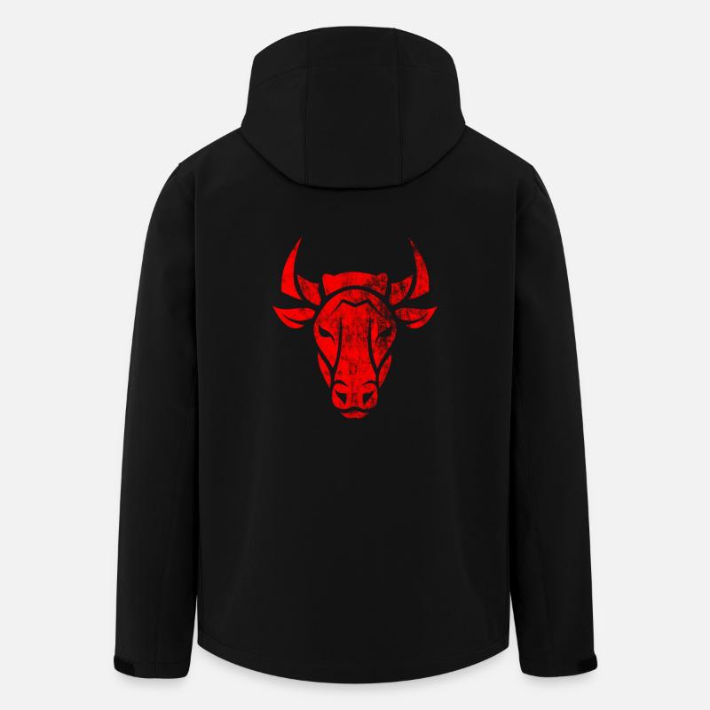 Bulle tête de taureau rouge - Veste softshell homme en polyester recyclé Stanley/Stella - noir