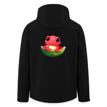 kawaii red alien axolotl with watermelon - Men’s Recycled Softshell Jacket by Stanley/Stella - black - Back - AI Model Male 185 light (185cm)