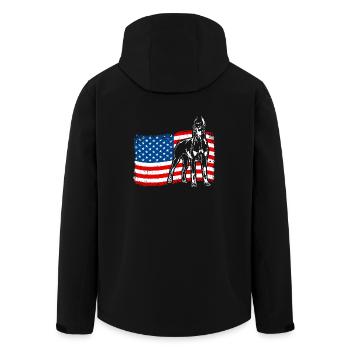 Doberman America Flag Dogs Dobie Wilsigns - Men’s Recycled Softshell Jacket by Stanley/Stella - black - Back - AI Model Male 185 light (185cm)