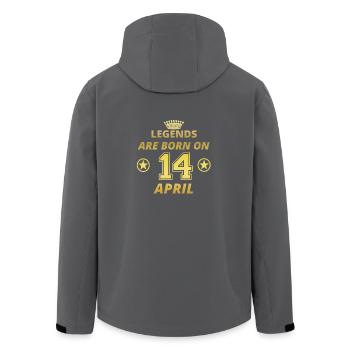 légendes nées anniversaire 14 Avril - Veste softshell homme en polyester recyclé Stanley/Stella - noir - Dos - AI Model Male 185 light (185cm)