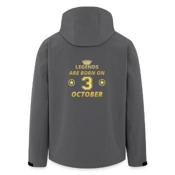 legends born birthday OCTOBER 3 - Men’s Recycled Softshell Jacket by Stanley/Stella - black - Back - AI Model Male 185 light (185cm)