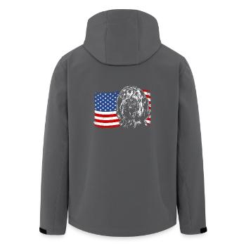 Briard America Flag Dogs Wilsigns - Men’s Recycled Softshell Jacket by Stanley/Stella - black - Back - AI Model Male 185 light (185cm)