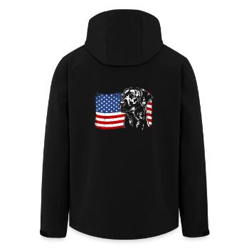 Rhodesian Ridgeback America Flag Dogs Wilsigns - Men’s Recycled Softshell Jacket by Stanley/Stella - black - Back - AI Model Male 185 light (185cm)