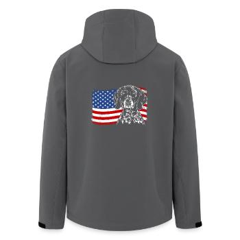 German Shorthaired Pointer America Flag Dogs - Men’s Recycled Softshell Jacket by Stanley/Stella - black - Back - AI Model Male 185 light (185cm)