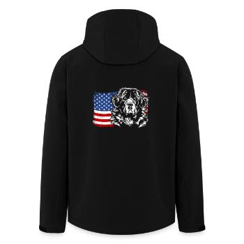 Landseer America Flag Dog Dogs Wilsigns - Men’s Recycled Softshell Jacket by Stanley/Stella - black - Back - AI Model Male 185 light (185cm)