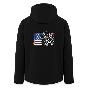 Newfoundland America Flag Dogs Wilsigns - Men’s Recycled Softshell Jacket by Stanley/Stella - black - Back - AI Model Male 185 light (185cm)