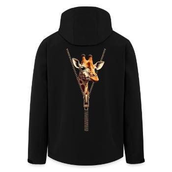 Stylized Giraffe with Zipper - Men’s Recycled Softshell Jacket by Stanley/Stella - black - Back - AI Model Male 185 light (185cm)