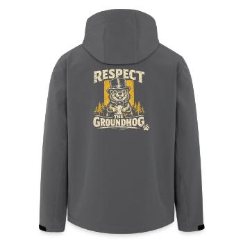 Respect the Groundhog Humour Marmotte Vintage - Veste softshell homme en polyester recyclé Stanley/Stella - charbon - Dos - AI Model Male 185 light (185cm)