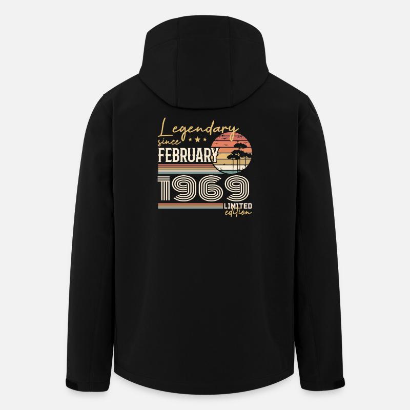 Février 1969 anniversaire 1969 légendes Février - Veste softshell homme en polyester recyclé Stanley/Stella - noir