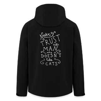 Never Trust A Man Who Doesn't Like Cats - Men’s Recycled Softshell Jacket by Stanley/Stella - black - Back - AI Model Male 185 light (185cm)