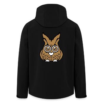 Eule Vogel Uhu guckt gruselig große Horror Augen - Recycelte Männer Softshell-Jacke von Stanley/Stella - Schwarz - Hinten - AI Model Male 185 light (185cm)