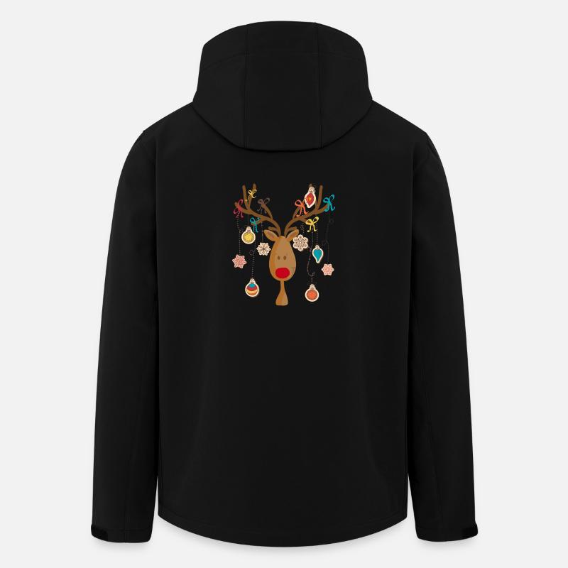 Elch mit Christbaumschmuck - Recycelte Männer Softshell-Jacke von Stanley/Stella - Schwarz