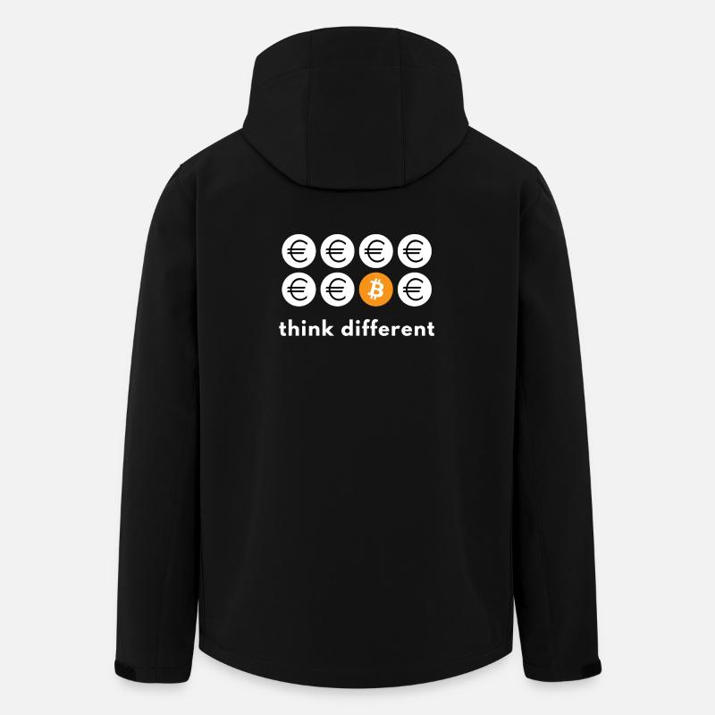Pensez différent Bitcoin - Veste softshell homme en polyester recyclé Stanley/Stella - noir