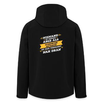 Security Officer Professional gift - Men’s Recycled Softshell Jacket by Stanley/Stella - black - Back - AI Model Male 185 light (185cm)
