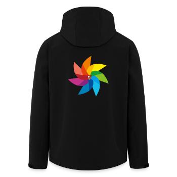 bunte Windmühle Kinderspielzeug Regenbogen Sommer - Recycelte Männer Softshell-Jacke von Stanley/Stella - Schwarz - Hinten - AI Model Male 185 light (185cm)