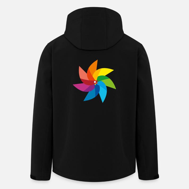 colorful windmill children's toy rainbow summer - Men’s Recycled Softshell Jacket by Stanley/Stella - black