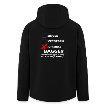Bagger Fahren Single - Recycelte Männer Softshell-Jacke von Stanley/Stella - Schwarz - Hinten - AI Model Male 185 light (185cm)