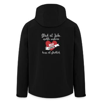 Glück ist Liebe - Recycelte Männer Softshell-Jacke von Stanley/Stella - Schwarz - Hinten - AI Model Male 185 light (185cm)