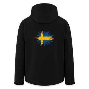Geschenk Splatter Land Roots Schweden - Recycelte Männer Softshell-Jacke von Stanley/Stella - Schwarz - Hinten - AI Model Male 185 light (185cm)