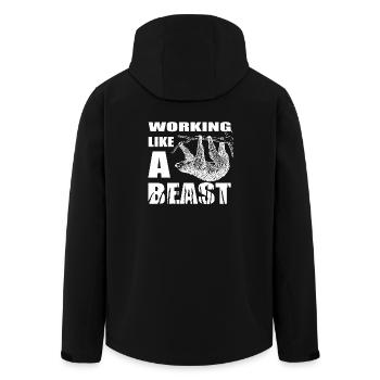Im Büro arbeiten wie ein Tier, wie ein Faultier - Recycelte Männer Softshell-Jacke von Stanley/Stella - Schwarz - Hinten - AI Model Male 185 light (185cm)