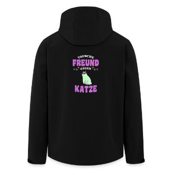 Katze Shirt für Paare Geschenk Freund Katze - Recycelte Männer Softshell-Jacke von Stanley/Stella - Schwarz - Hinten - AI Model Male 185 light (185cm)