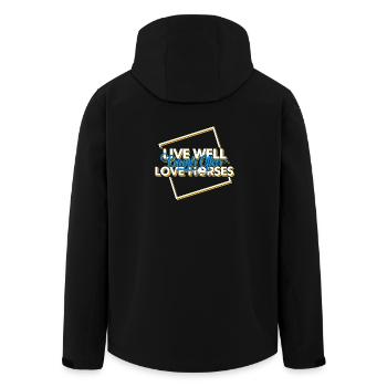 Lebe gut-Lache oft-Liebe Pferde T-Shirt - Recycelte Männer Softshell-Jacke von Stanley/Stella - Schwarz - Hinten - AI Model Male 185 light (185cm)