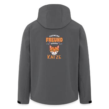 Katze Shirt für Paare Geschenk Freund Katze - Recycelte Männer Softshell-Jacke von Stanley/Stella - Schwarz - Hinten - AI Model Male 185 light (185cm)