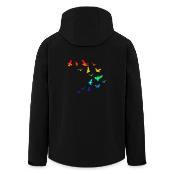 Flock of birds birds rainbow - Men’s Recycled Softshell Jacket by Stanley/Stella - black - Back - AI Model Male 185 light (185cm)
