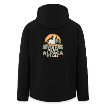 Adventure you say alpaca my bags travel shirt - Men’s Recycled Softshell Jacket by Stanley/Stella - black - Back - AI Model Male 185 light (185cm)