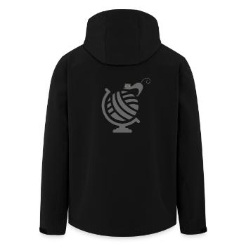 Cute Cat on Globe - Recycelte Männer Softshell-Jacke von Stanley/Stella - Schwarz - Hinten - AI Model Male 185 light (185cm)