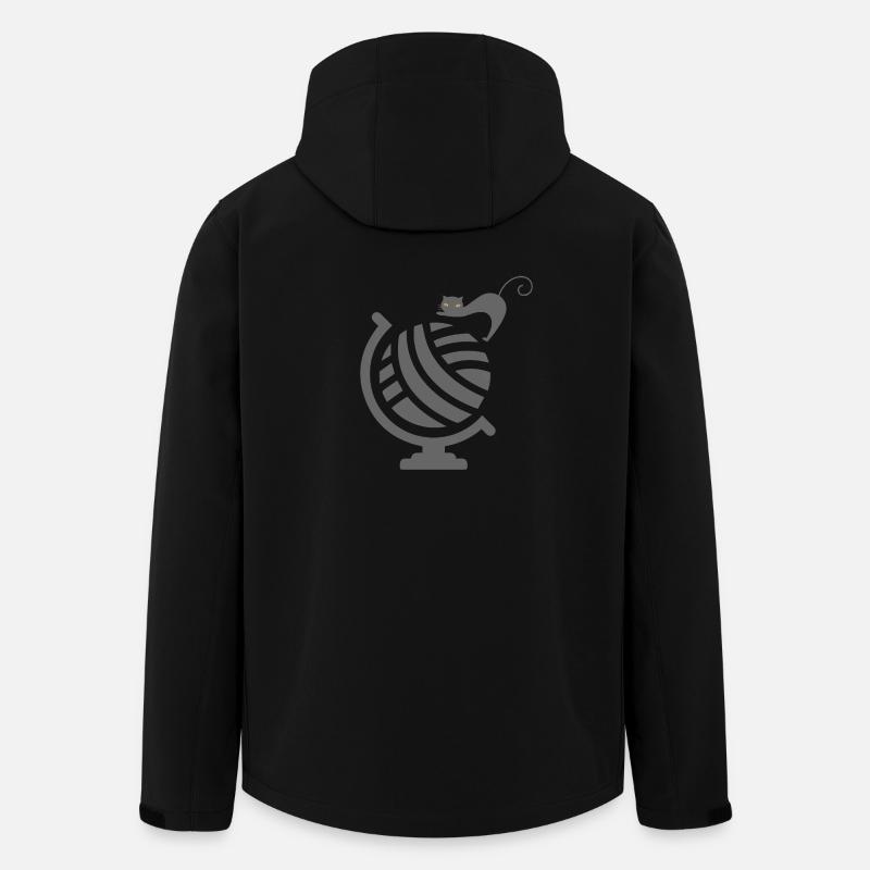 Chat mignon sur le Globe - Veste softshell homme en polyester recyclé Stanley/Stella - noir