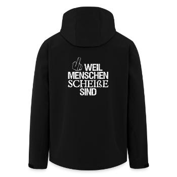 Mittelfinger weil Menschen scheisse sind Shirt - Recycelte Männer Softshell-Jacke von Stanley/Stella - Schwarz - Hinten - AI Model Male 185 light (185cm)