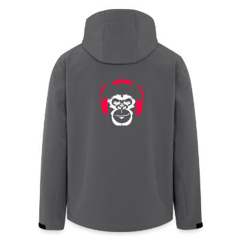 Techno monkey gorilla music headphones - Men’s Recycled Softshell Jacket by Stanley/Stella - black - Back - AI Model Male 185 light (185cm)