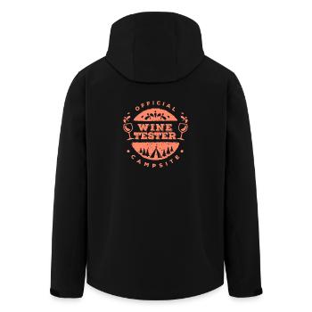 Funny Camping Official Campsite Wine Tester - Men’s Recycled Softshell Jacket by Stanley/Stella - black - Back - AI Model Male 185 light (185cm)