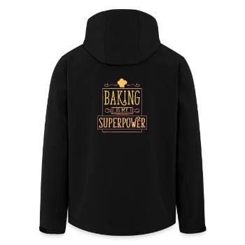 Baking is my superpower Funny baking - Men’s Recycled Softshell Jacket by Stanley/Stella - black - Back - AI Model Male 185 light (185cm)
