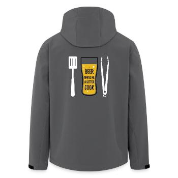 Cook beer cook barbecue gift barbecue tongs - Men’s Recycled Softshell Jacket by Stanley/Stella - black - Back - AI Model Male 185 light (185cm)