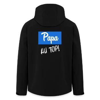PAPA. FÊTE DES PÈRES. BONNE FÊTE PAPA. BONNE FÊTE. - Veste softshell homme en polyester recyclé Stanley/Stella - noir - Dos - AI Model Male 185 light (185cm)