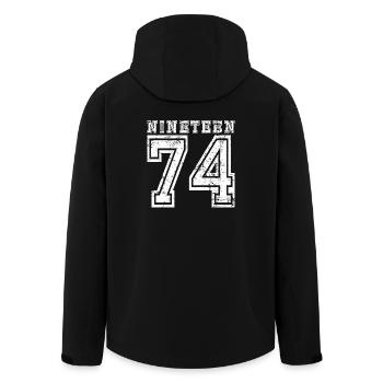 NINETEEN 1974 - Men’s Recycled Softshell Jacket by Stanley/Stella - black - Back - AI Model Male 185 light (185cm)