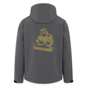 Welder silhouette during arc welding - Men’s Recycled Softshell Jacket by Stanley/Stella - black - Back - AI Model Male 185 light (185cm)